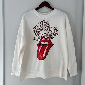 Rolling Stones Graphic Sweatshirt White Oversized Fit 0X (14W)